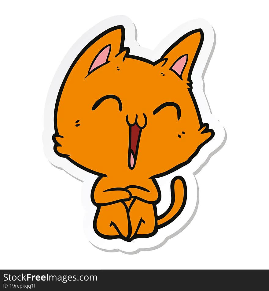 sticker of a happy cartoon cat