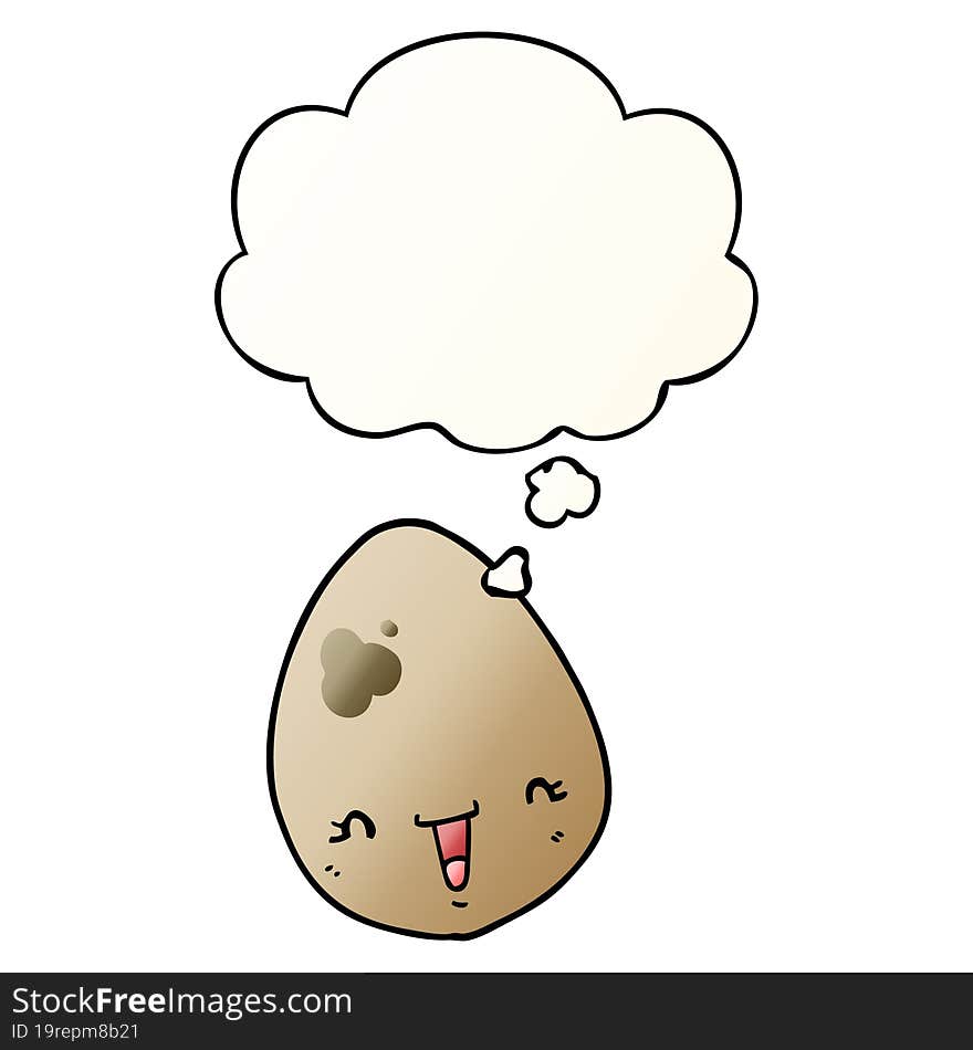 cartoon egg and thought bubble in smooth gradient style