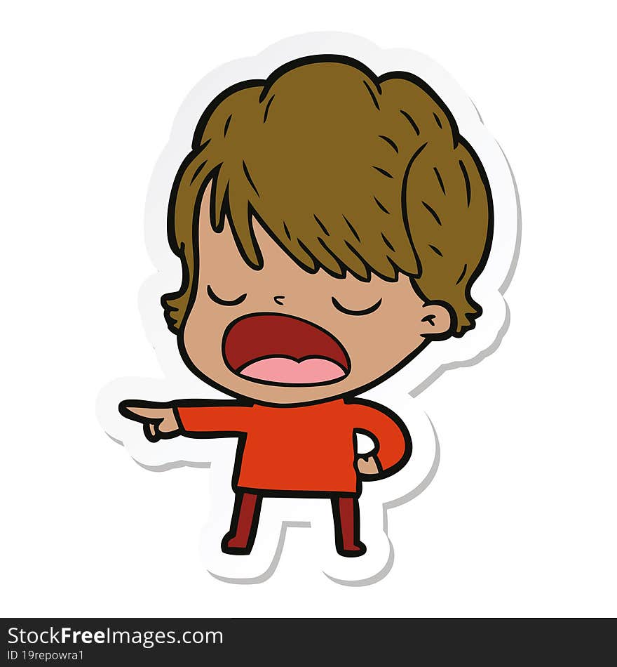 Sticker Of A Cartoon Woman Talking