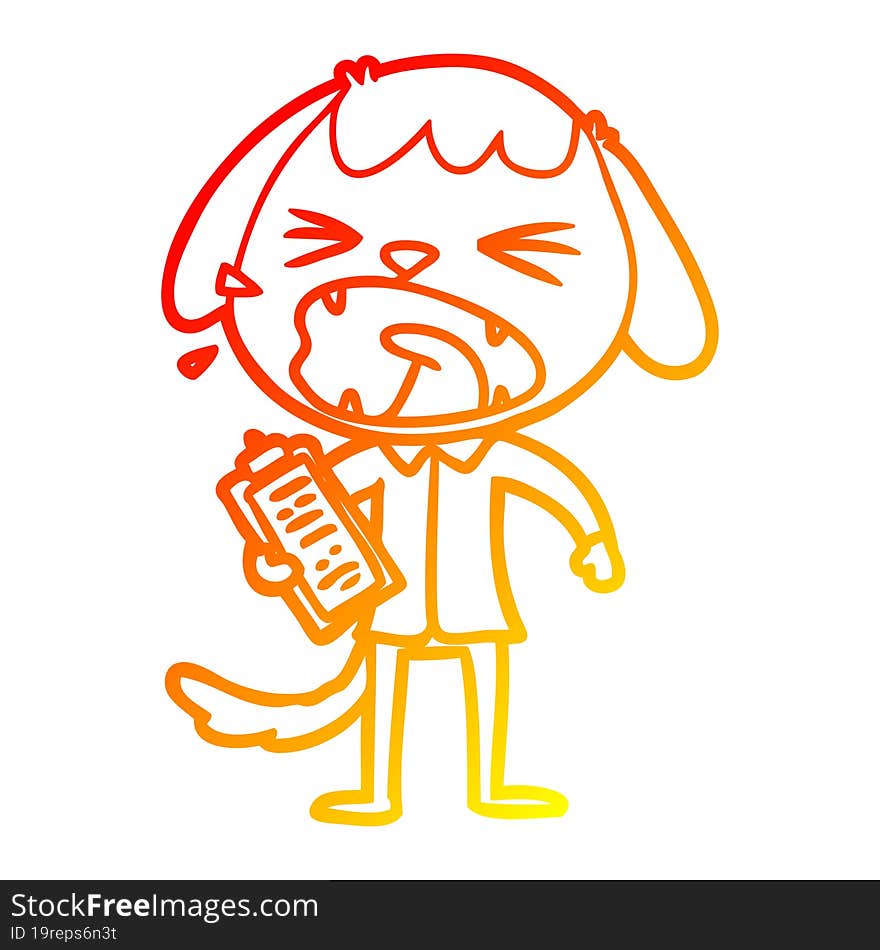 Warm Gradient Line Drawing Cute Cartoon Dog