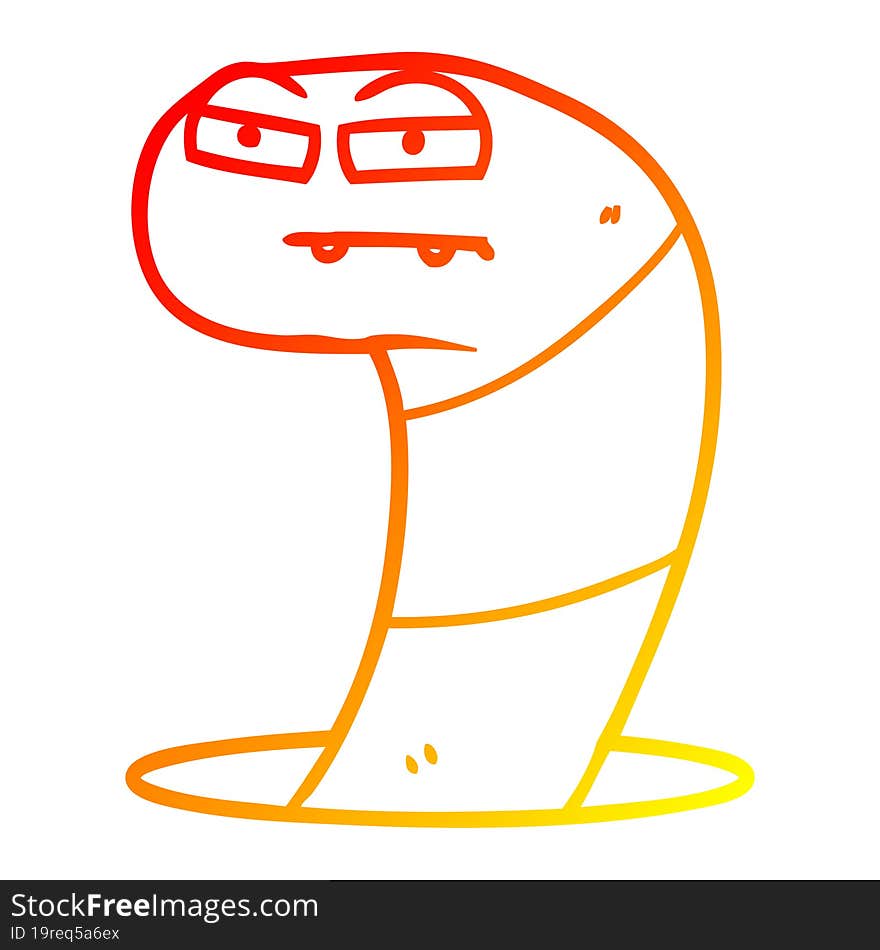 warm gradient line drawing of a cartoon worm