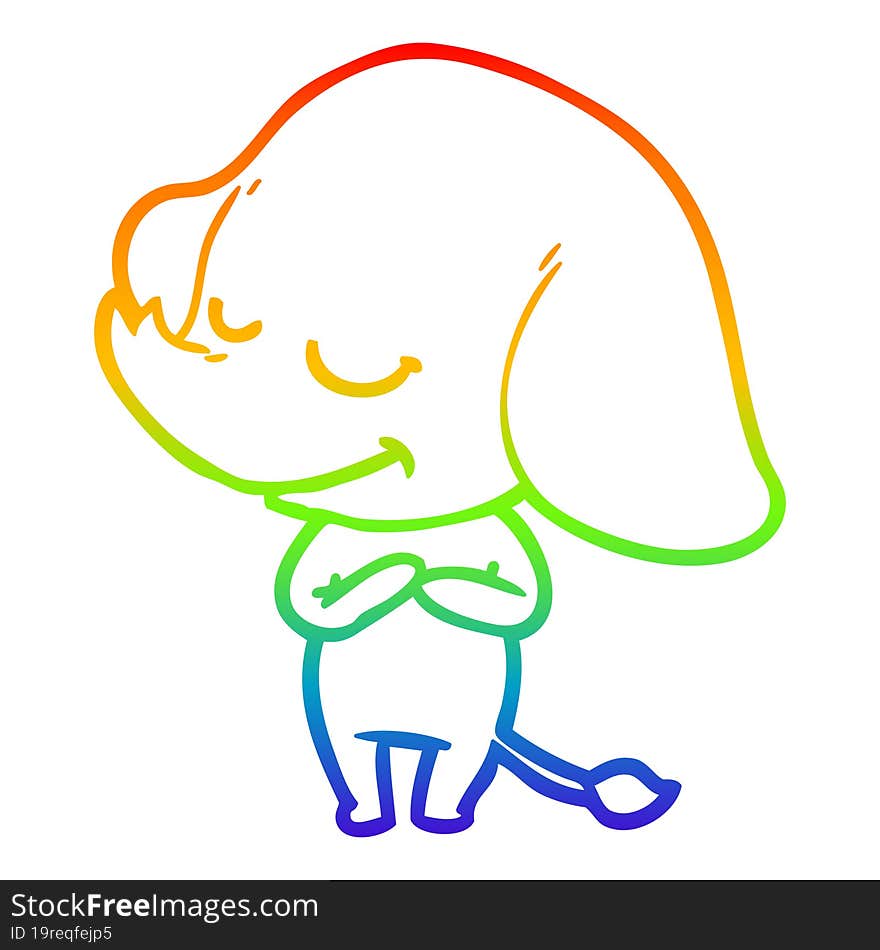 rainbow gradient line drawing cartoon smiling elephant