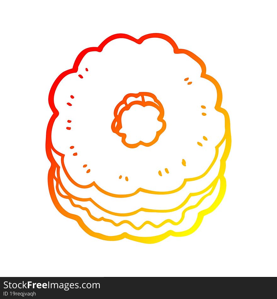 warm gradient line drawing cartoon biscuit