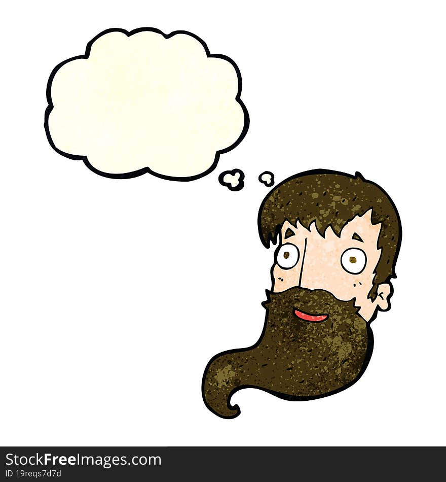 cartoon bearded man with thought bubble