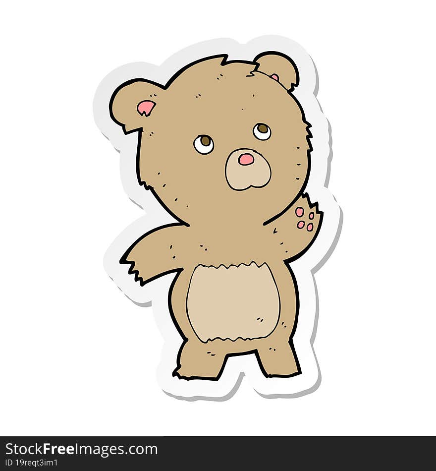 Sticker Of A Cartoon Curious Teddy Bear