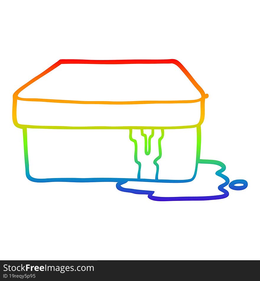 rainbow gradient line drawing cartoon box with slime