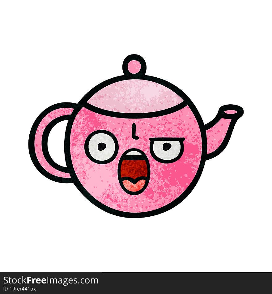 Retro Grunge Texture Cartoon Teapot