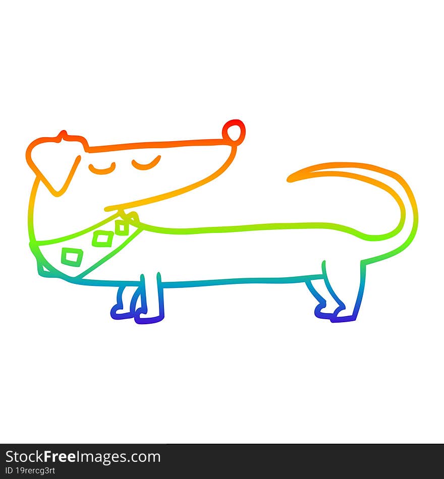 Rainbow Gradient Line Drawing Cartoon Dog