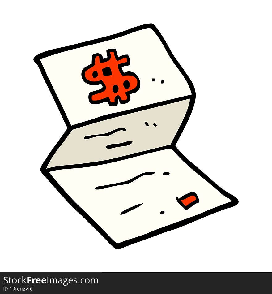 hand drawn doodle style cartoon legal money letter