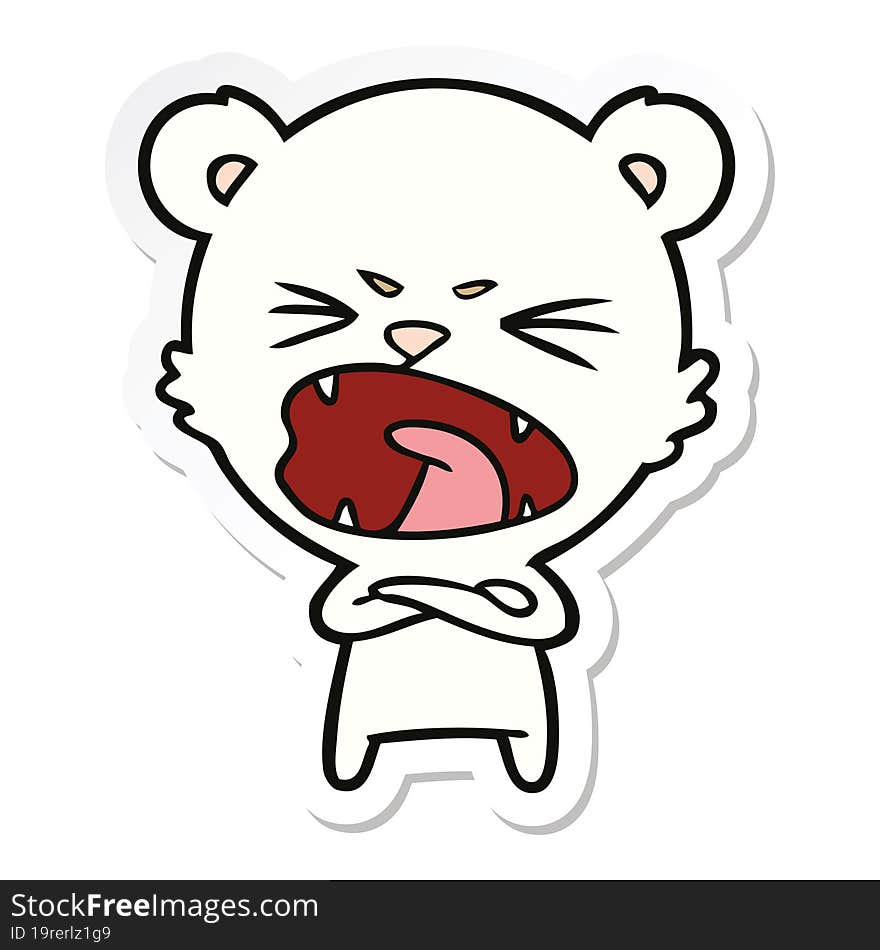 sticker of a angry cartoon polar bear