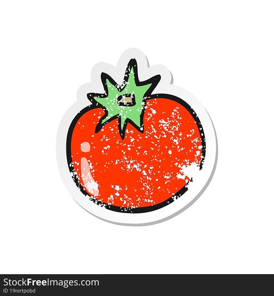 Distressed Sticker Of A Cartoon Tomato