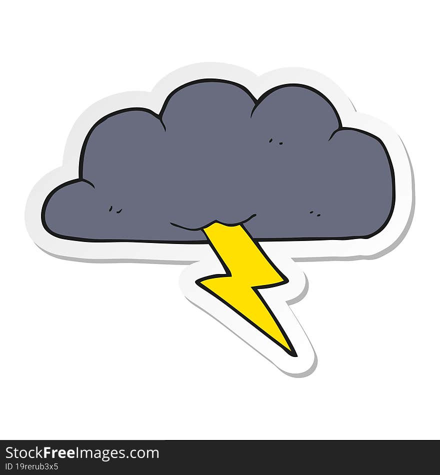 sticker of a cartoon thundercloud