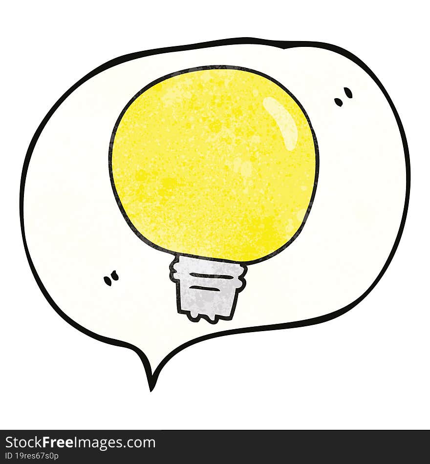 freehand speech bubble textured cartoon light bulb