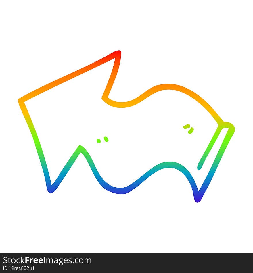 rainbow gradient line drawing cartoon pointing arrow