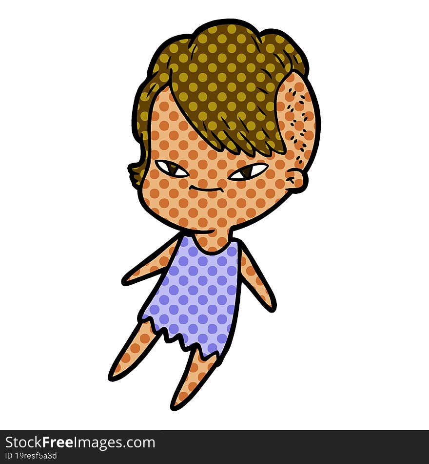 cute cartoon girl with hipster haircut. cute cartoon girl with hipster haircut