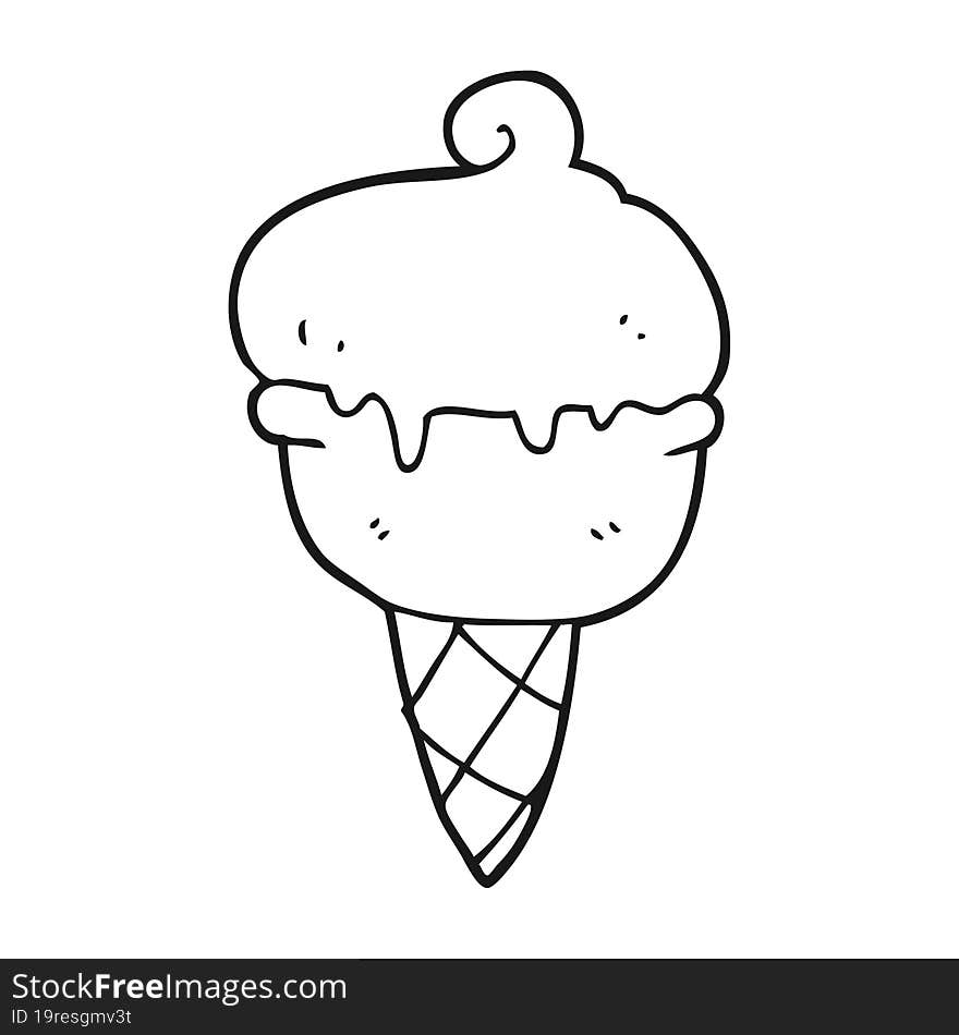 black and white cartoon ice cream