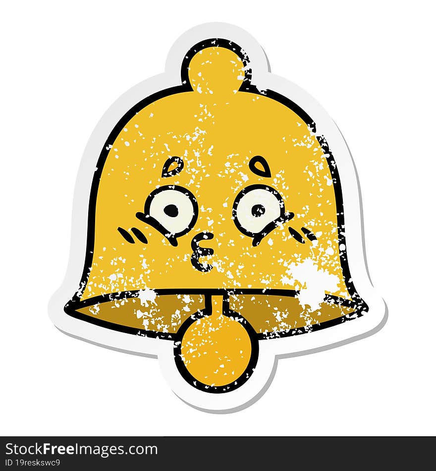 Distressed Sticker Of A Cute Cartoon Bell