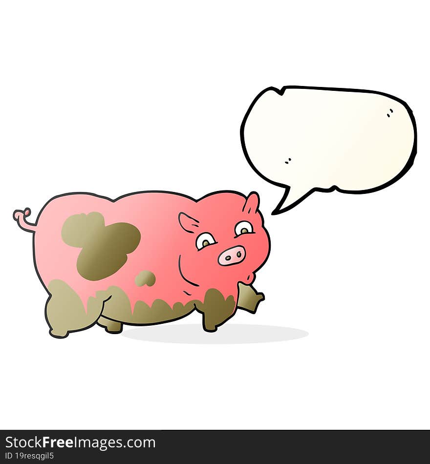 freehand drawn speech bubble cartoon pig