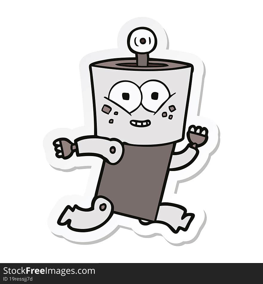 sticker of a happy cartoon robot