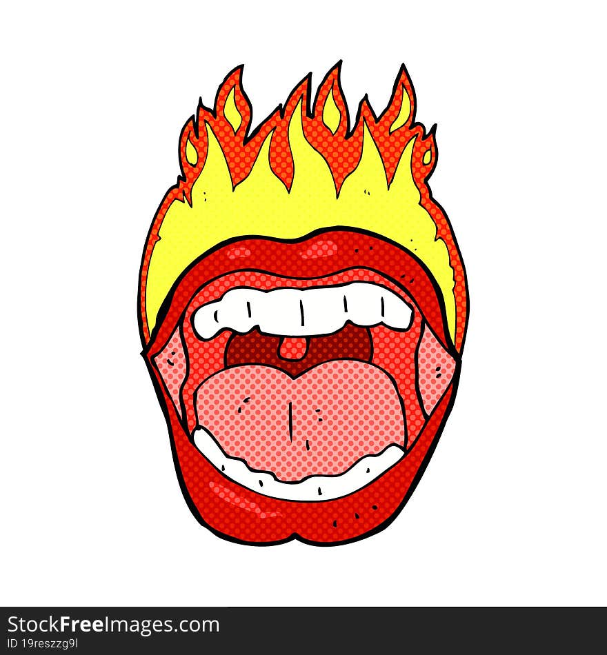 cartoon flaming mouth symbol