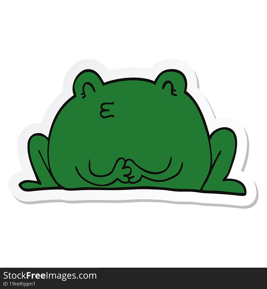 Sticker Of A Cute Cartoon Frog