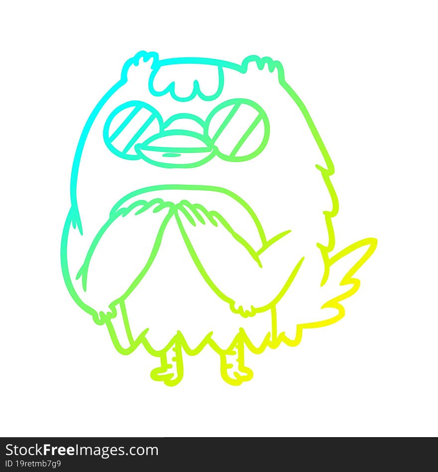 cold gradient line drawing cute wise old owl