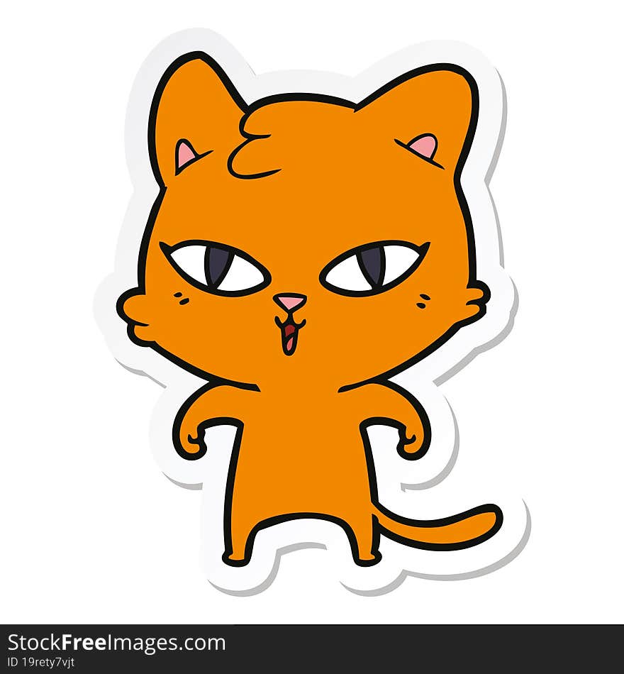 Sticker Of A Cartoon Cat