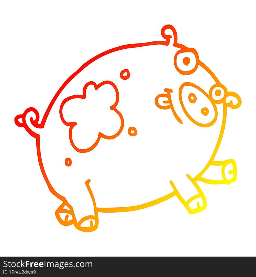 warm gradient line drawing cartoon pig