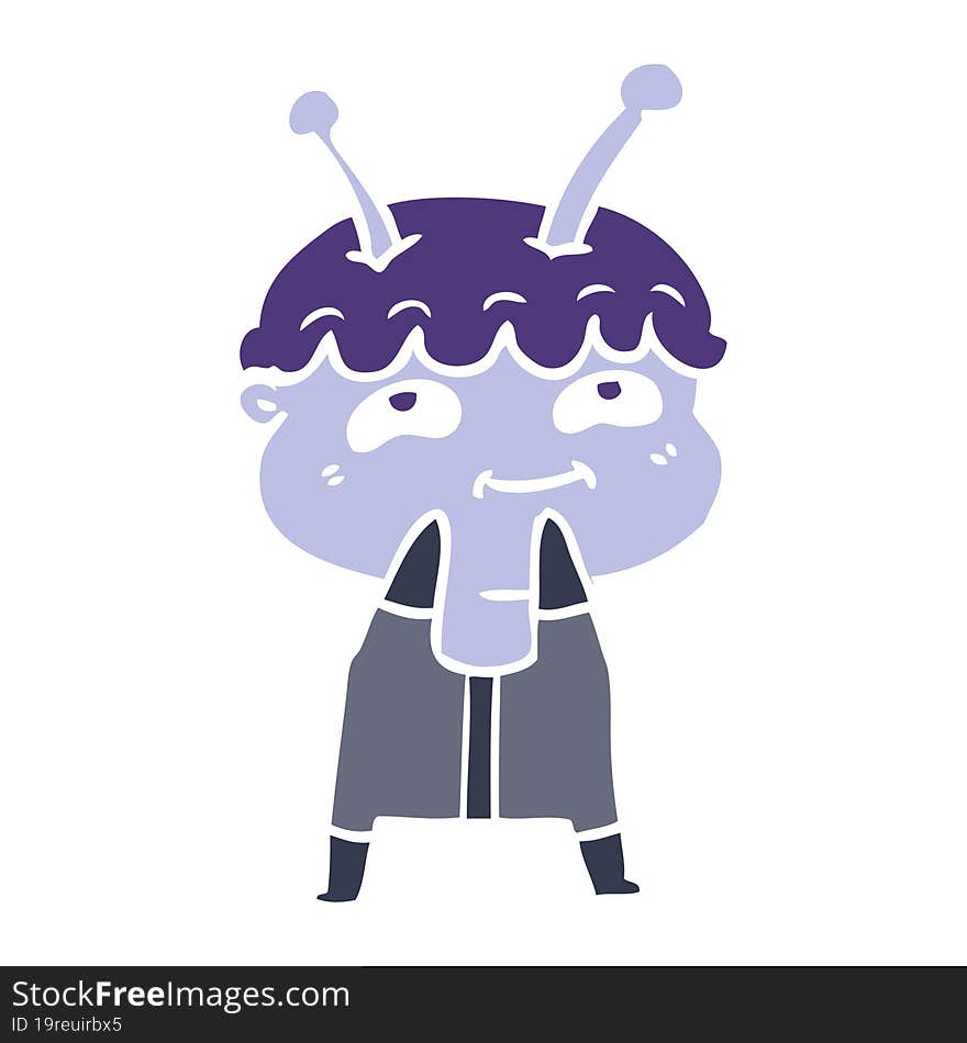 Friendly Flat Color Style Cartoon Spaceman