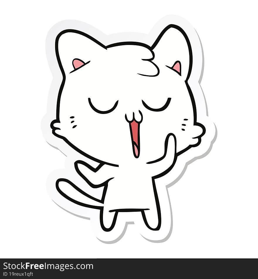 Sticker Of A Cute Cartoon Cat