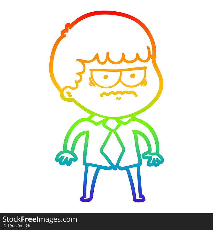 rainbow gradient line drawing cartoon annoyed man