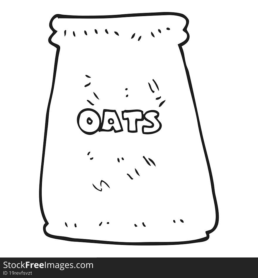 Black And White Cartoon Bag Of Oats