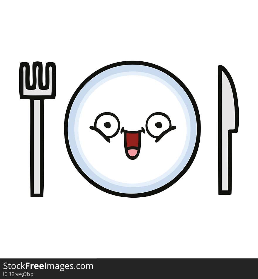 cute cartoon of a dinner plate. cute cartoon of a dinner plate