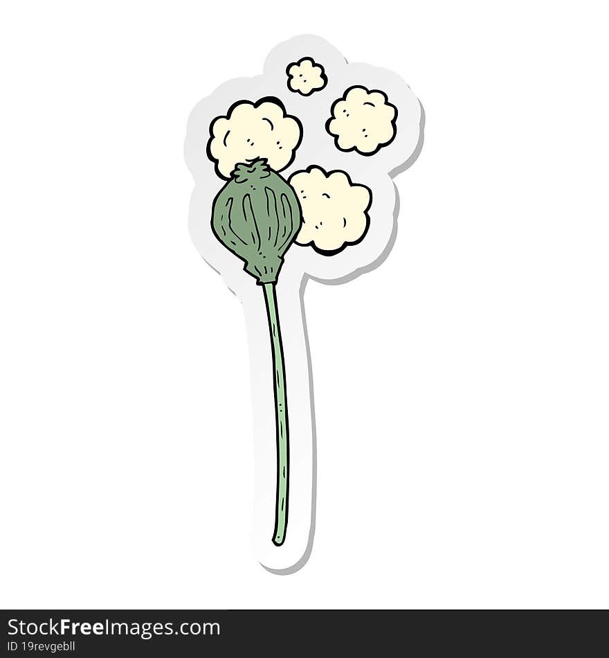 Sticker Of A Cartoon Dried Poppy