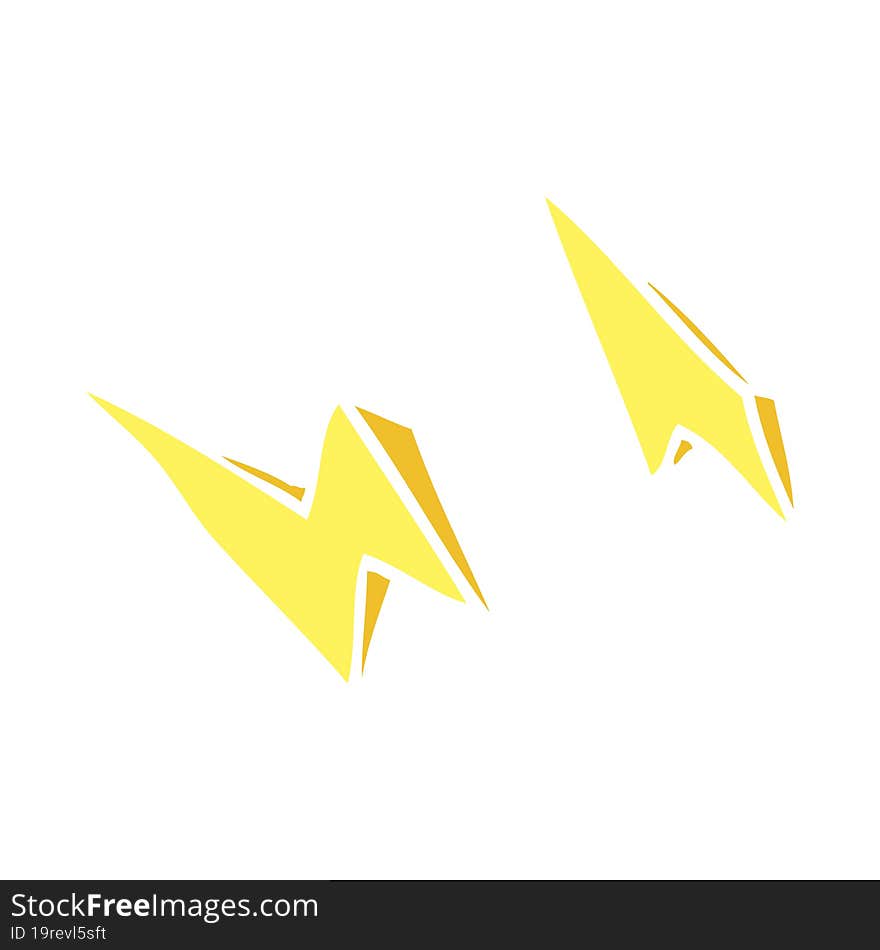 flat color illustration of lightning bolt doodles. flat color illustration of lightning bolt doodles