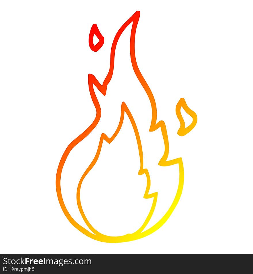 warm gradient line drawing cartoon flame symbol