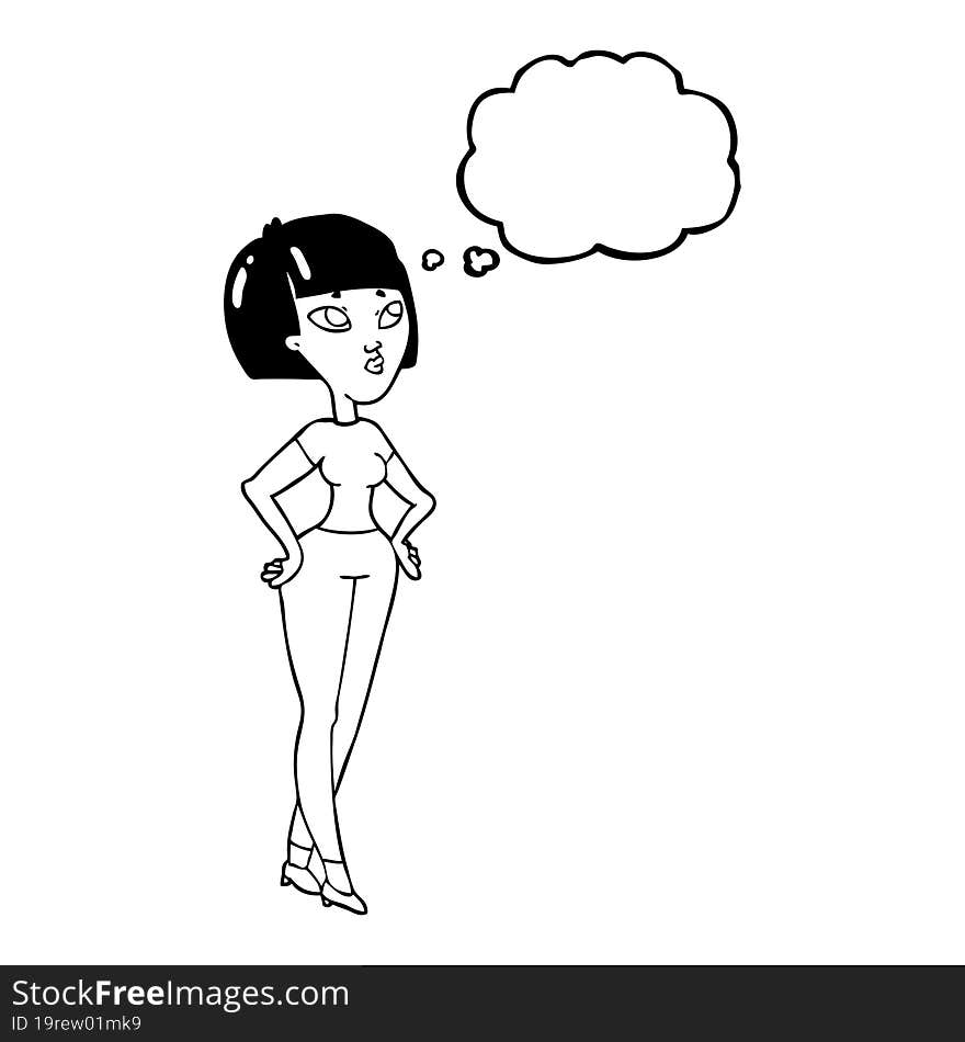 Thought Bubble Cartoon Woman