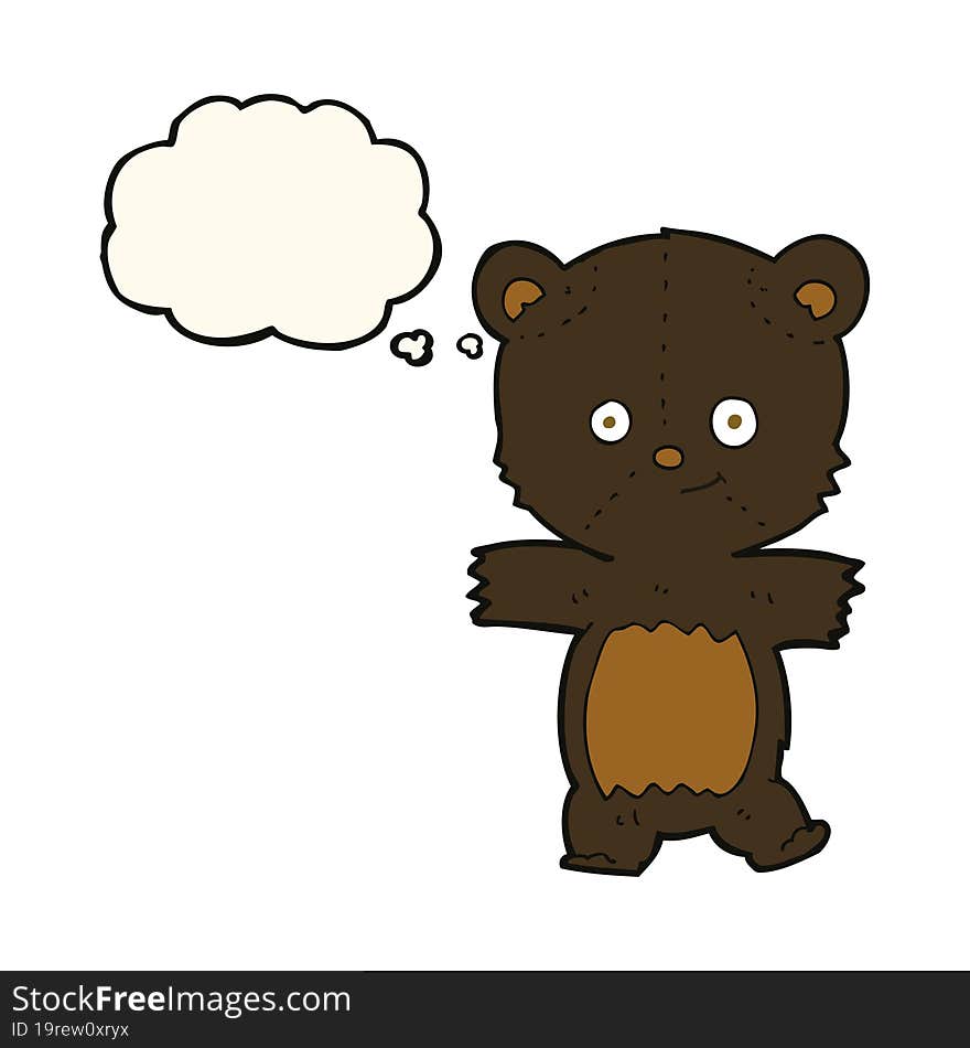 cute cartoon black bear with thought bubble