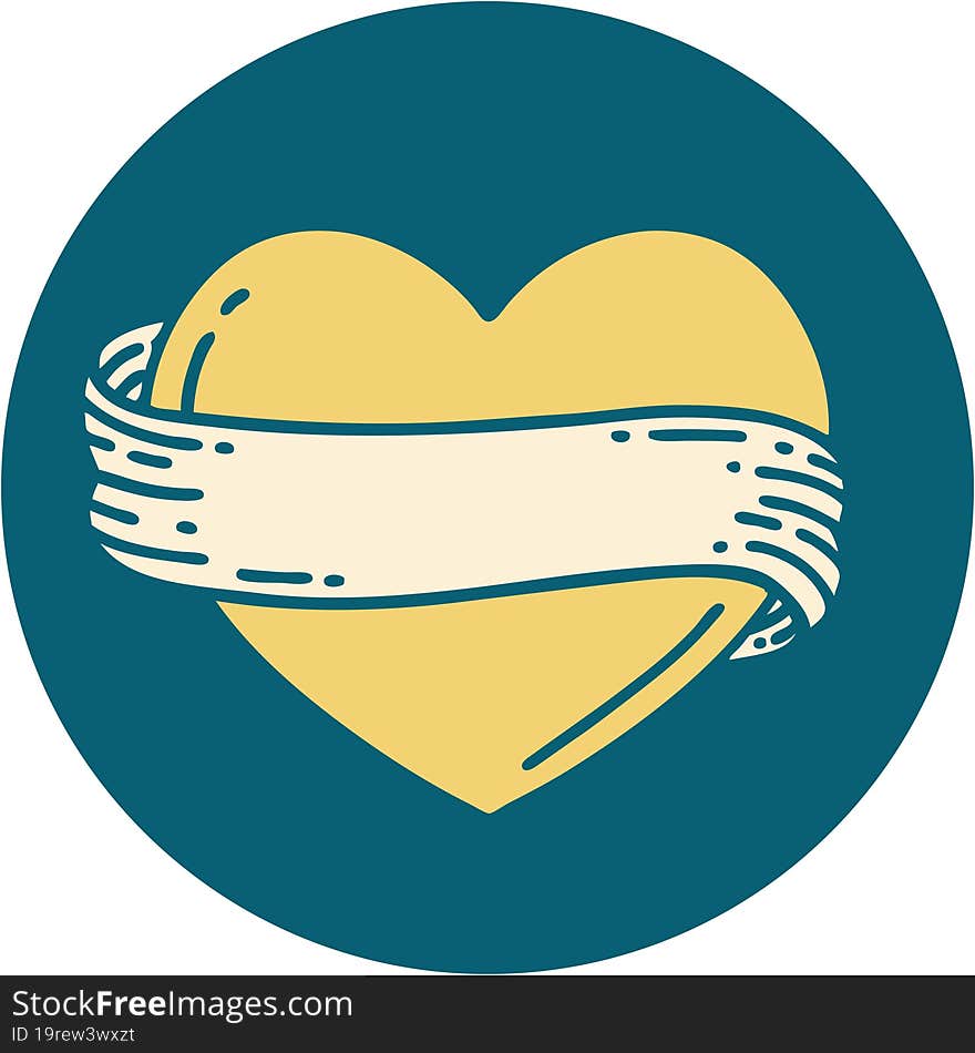 Tattoo Style Icon Of A Heart And Banner