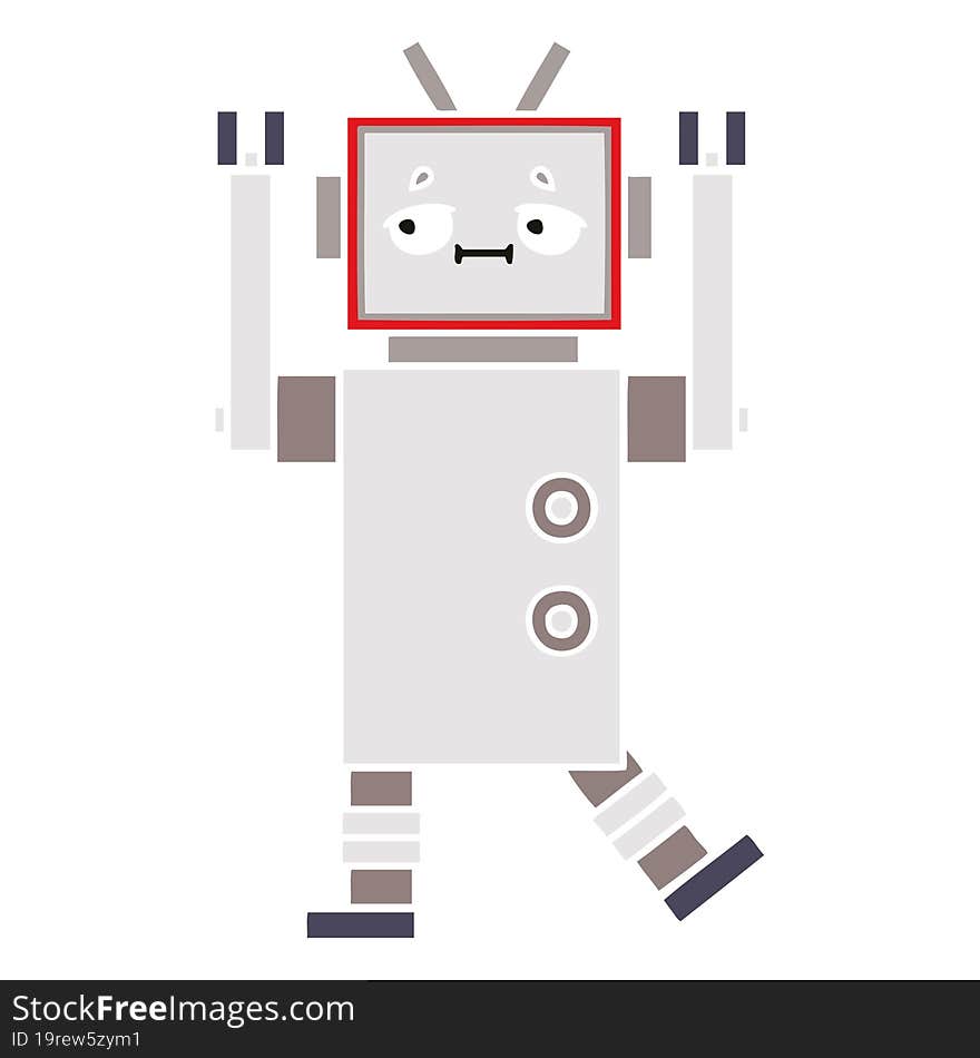 flat color retro cartoon of a robot