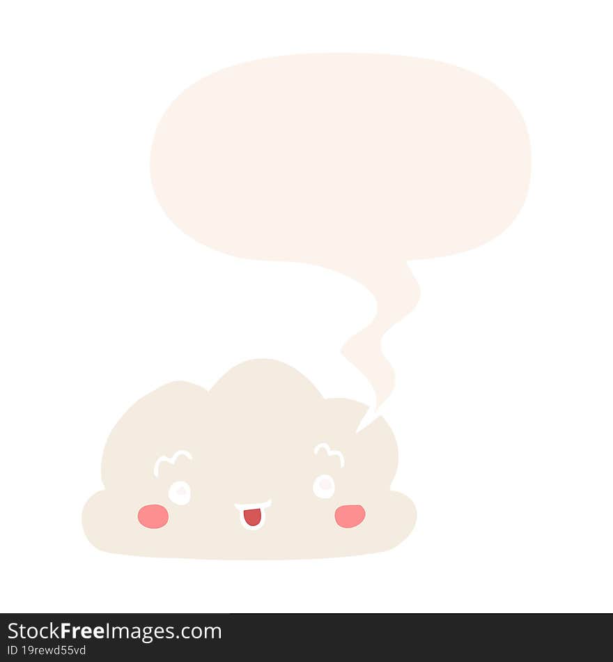 cartoon cloud and speech bubble in retro style