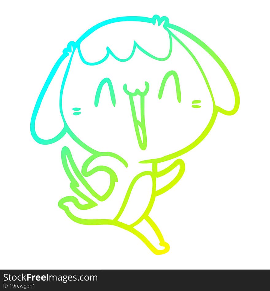 cold gradient line drawing of a cute cartoon dog