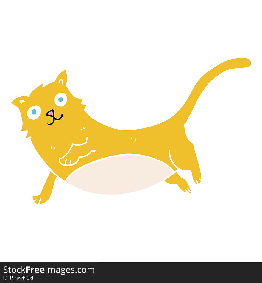 Flat Color Illustration Of A Cartoon Cat