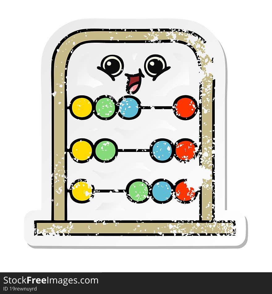 distressed sticker of a cute cartoon abacus