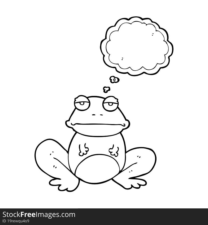 freehand drawn thought bubble cartoon frog