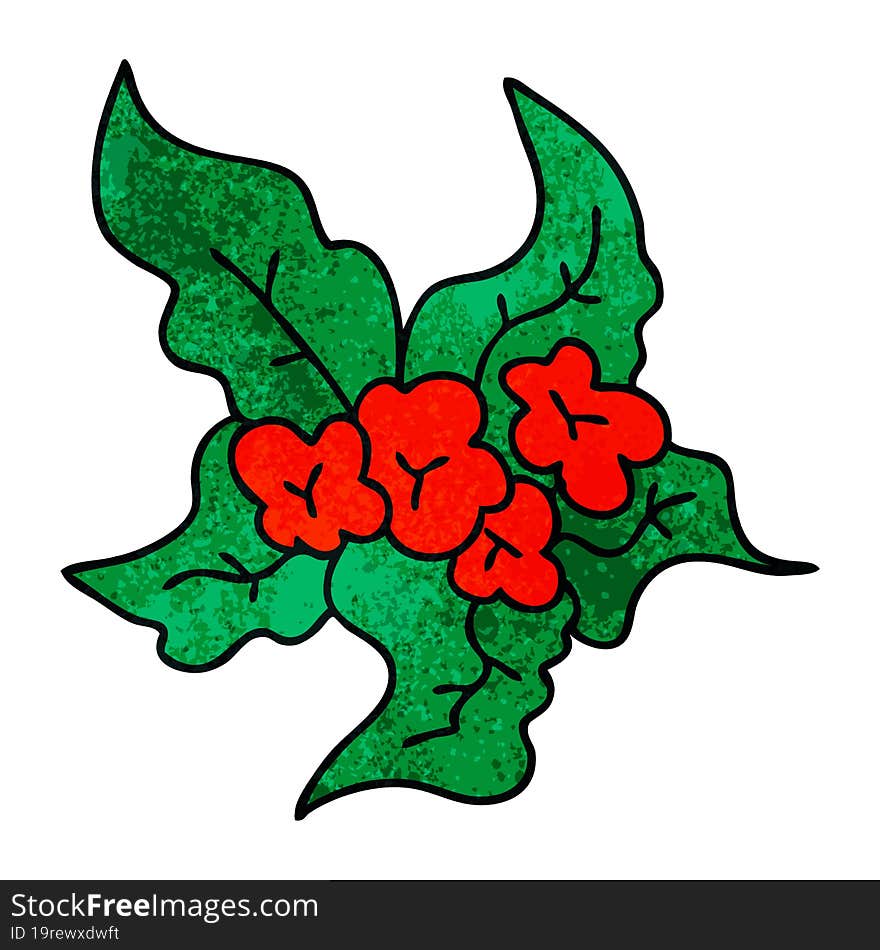 quirky hand drawn cartoon christmas flower