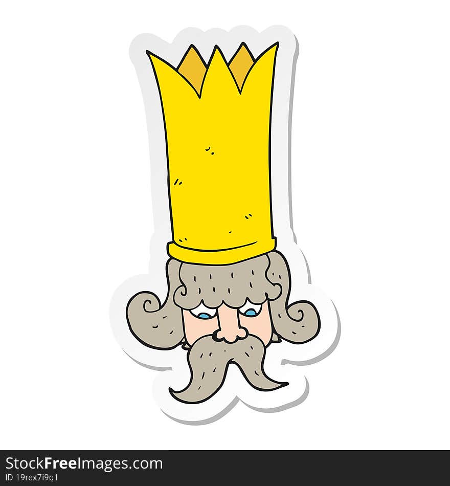 sticker of a cartoon king with huge crown