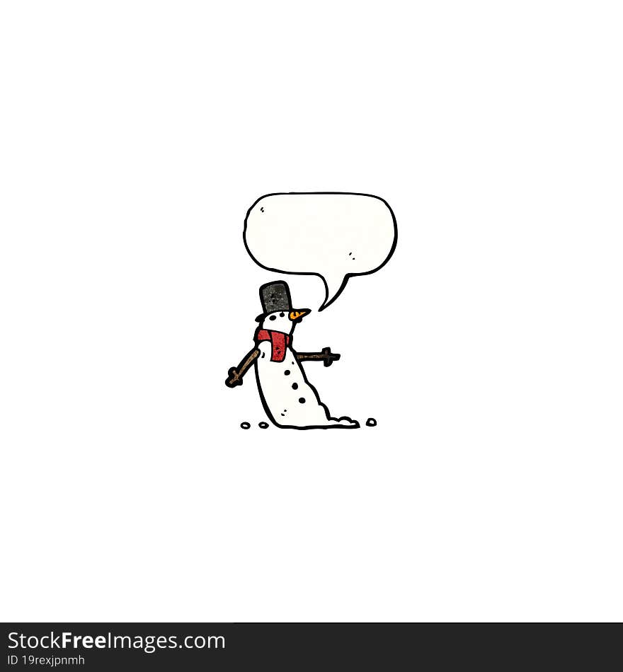 cartoon snowman with speech bubble