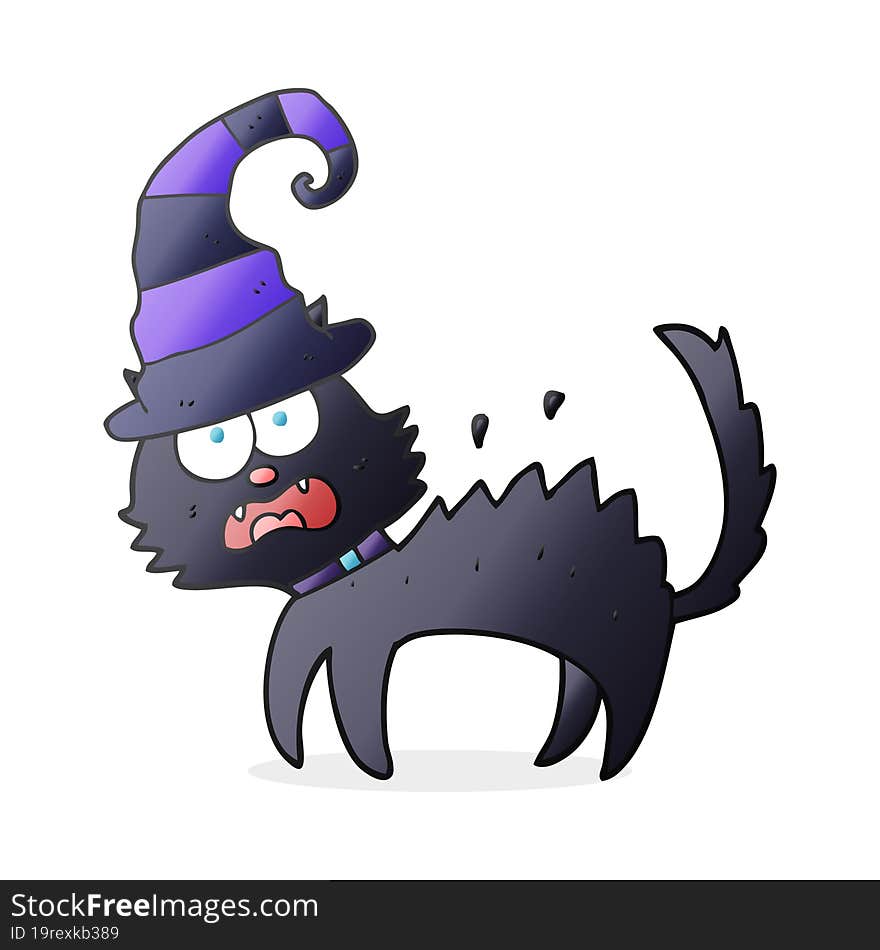 cartoon scared black cat