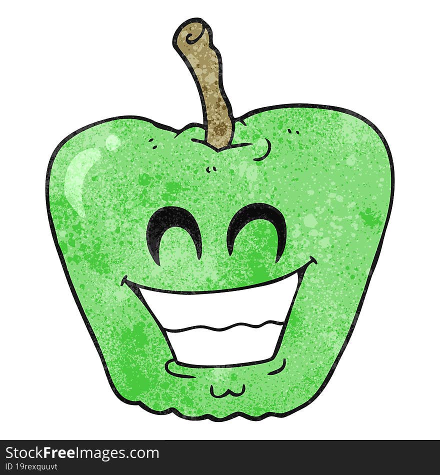 Textured Cartoon Grinning Apple